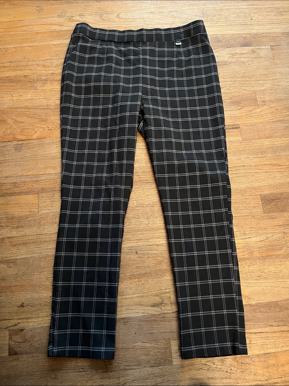 DKNY Black Plaid Ankle Cropped Pants